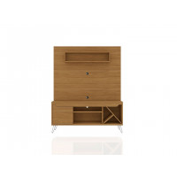 Manhattan Comfort 218BMC2 Baxter 53.54 Mid-Century Modern Freestanding Entertainment Center with Media Shelves and Wine Rack in Cinnamon